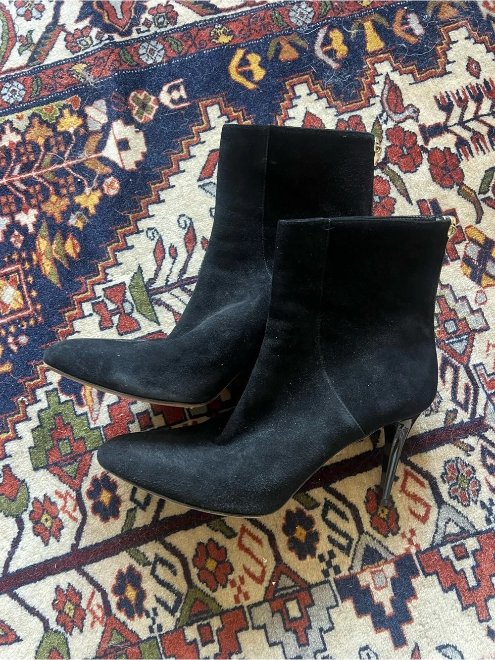 Jimmy Choo Black Suede Pointed-Toe Ankle Booties, size 40